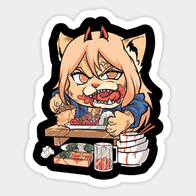 Devil Cat eat sushi Sticker by Rexgraphic